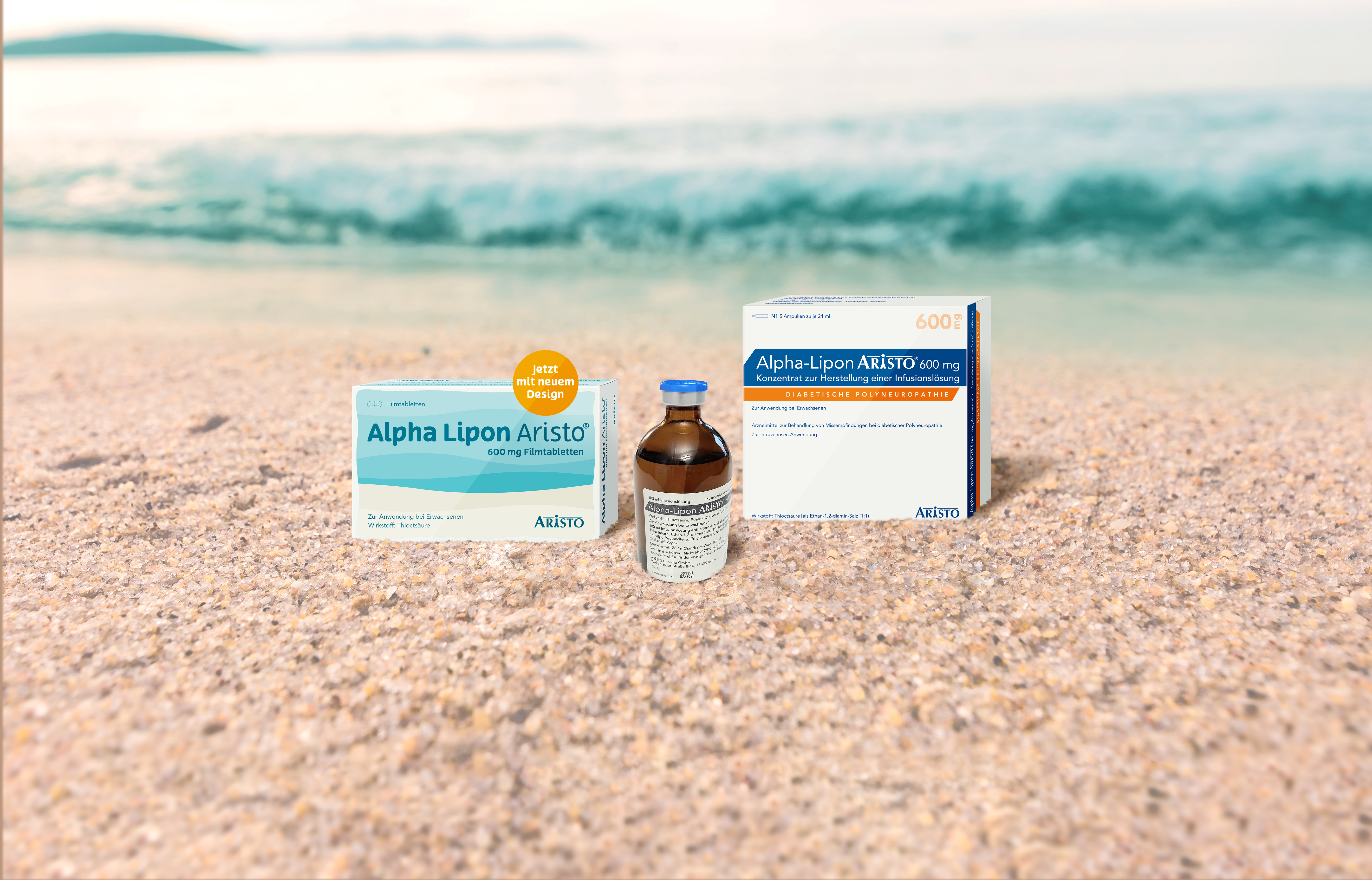 Alpha Lipon Produkte im Sand