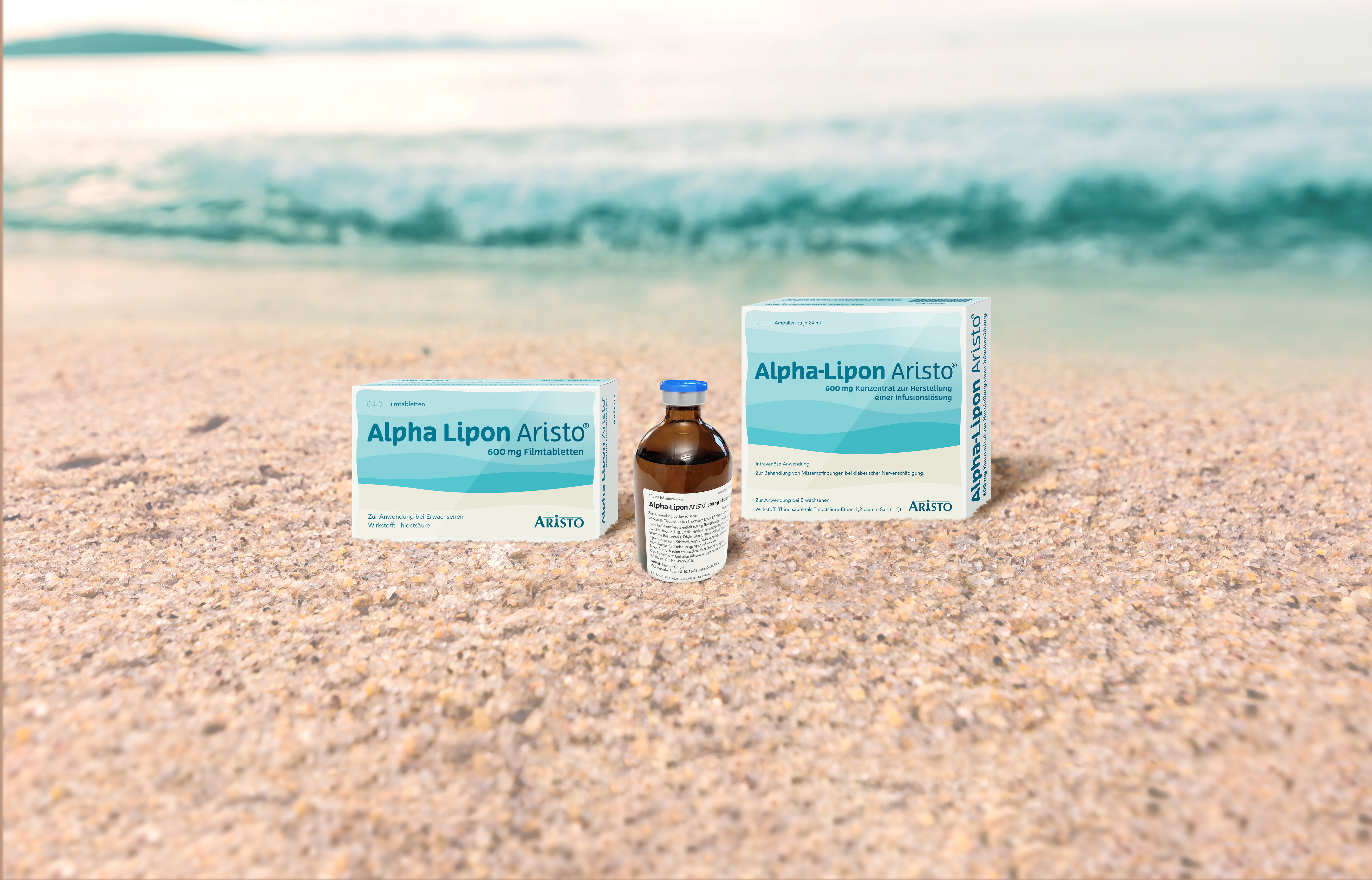 Alpha Lipon Produkte im Sand